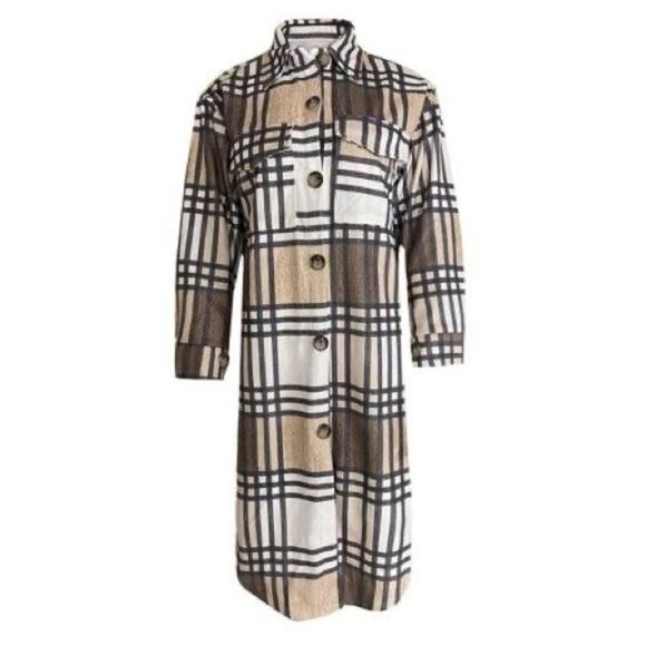 Plaid Fleece Shacket Coat Baggy Button coat XL NWT - Picture 1 of 7